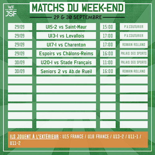 match du weekend 09/2018